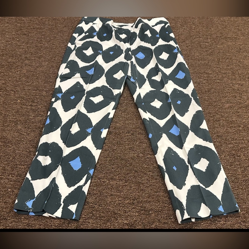 MaxMara Abstract Blue and White Straight Leg Pants